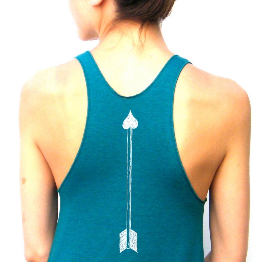NEW American Apparel Teal Racerback Cupids Arrow